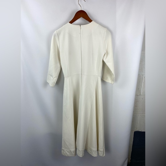 Mignon Doo Ivory Black Lace Flowy Midi Dress sz XS A Line Modest Career - Picture 7 of 7